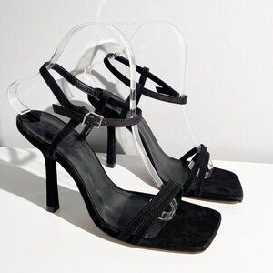 Schutz black strappy leather heels black size 7.5